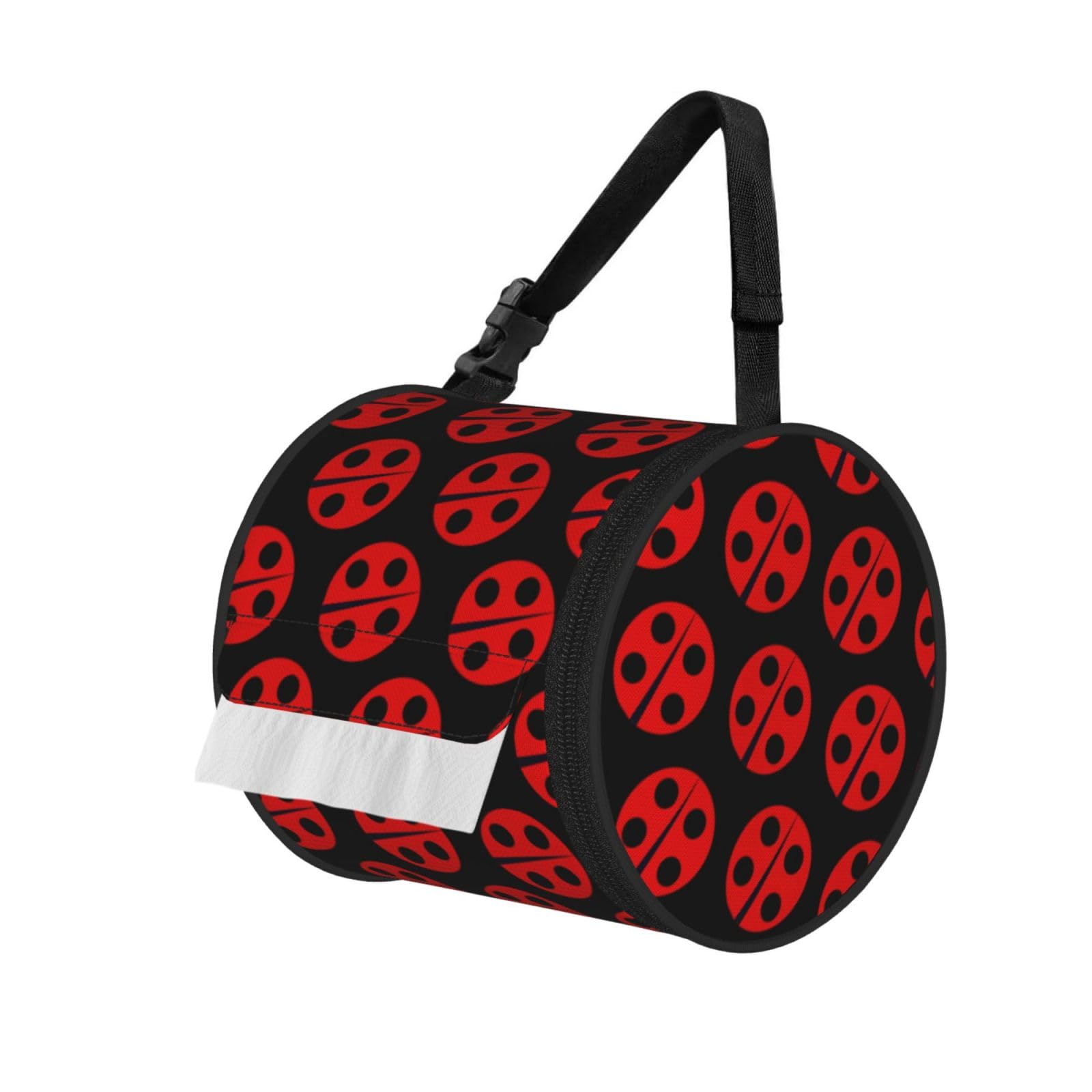 ladybug Printed Toilet Paper Holder Bag, Adjustable Strap Roll Paper Organizer for Car Kitchen Outdoor