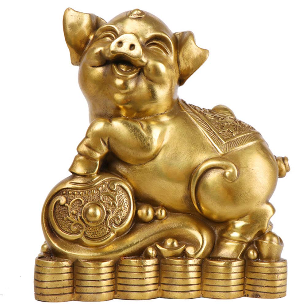 Statue Feng Shui cochon en laiton pour attirer la prospérité au bureau