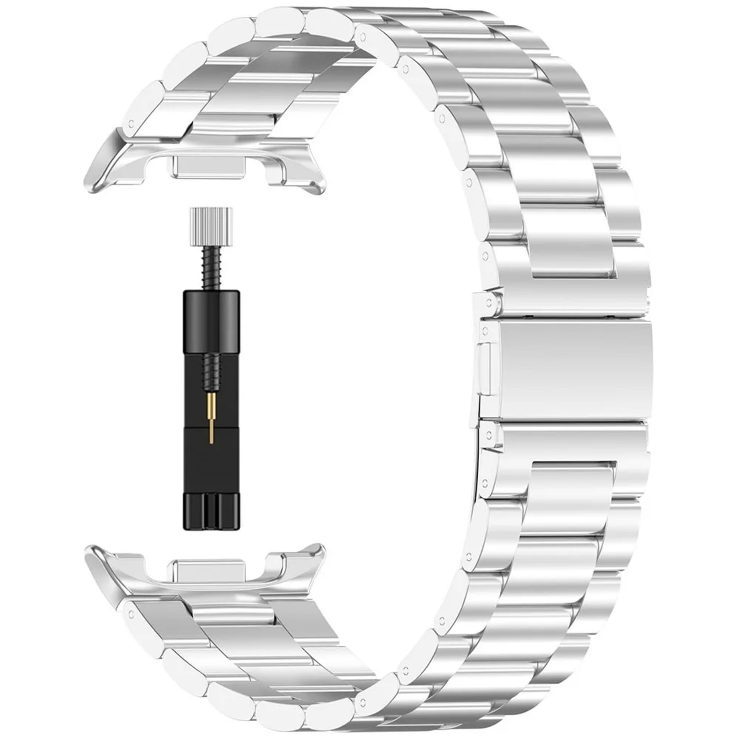 t teclusive stainless steel metal chain strap compatible for galaxy watch 8 / watch 8 classic | luxury metal band with watch strap adjuster tool