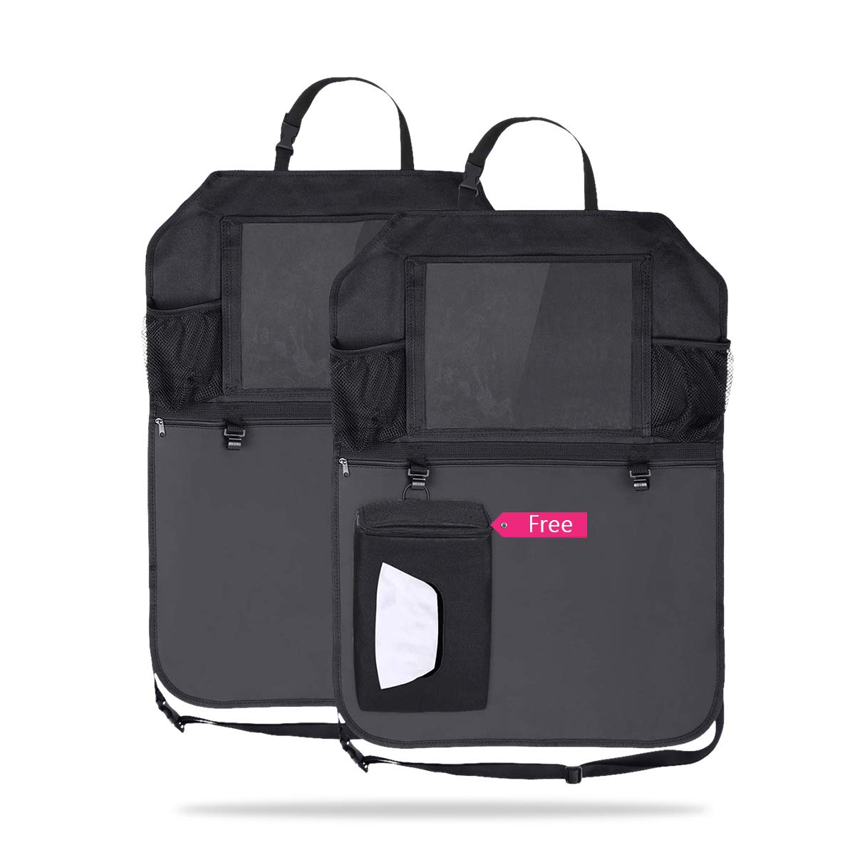 Ergocar 2 Packs Car Organisers, Waterproof Back Seat Protector Cover?Kick Mat Car Back Seat Organiser with 10