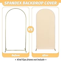 Vista 3 de MODFUNS Cubierta de arco de boda beige de 6.6 pies, cubierta de arco de elastano, cubiertas de arco de fondo de arco, cubiertas de arco de doble