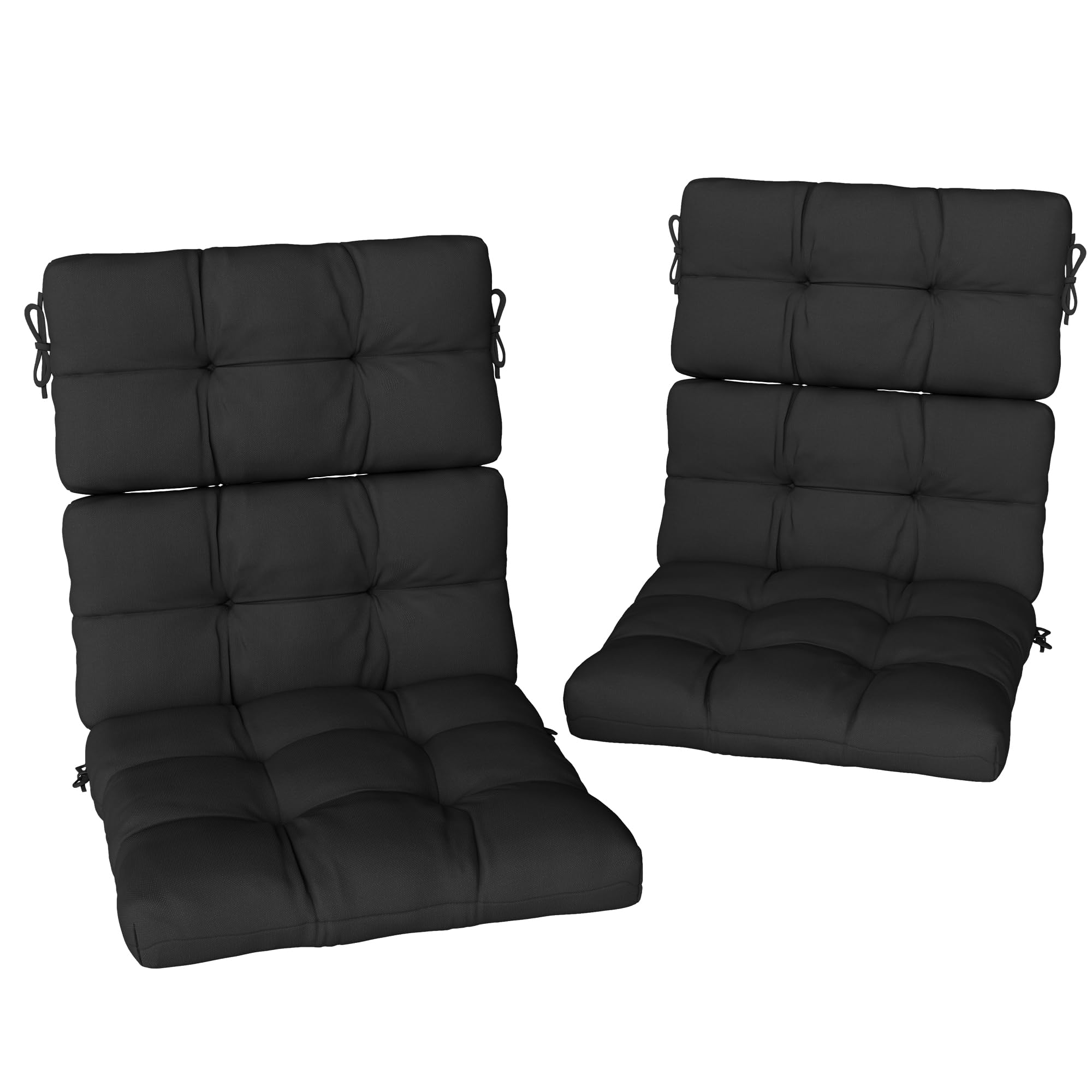 Outsunny Black 2Pc Outdoor Seat Cushions With Backrest, Ties, Water Repellent Seat Pads For Chair, Garden Patio,