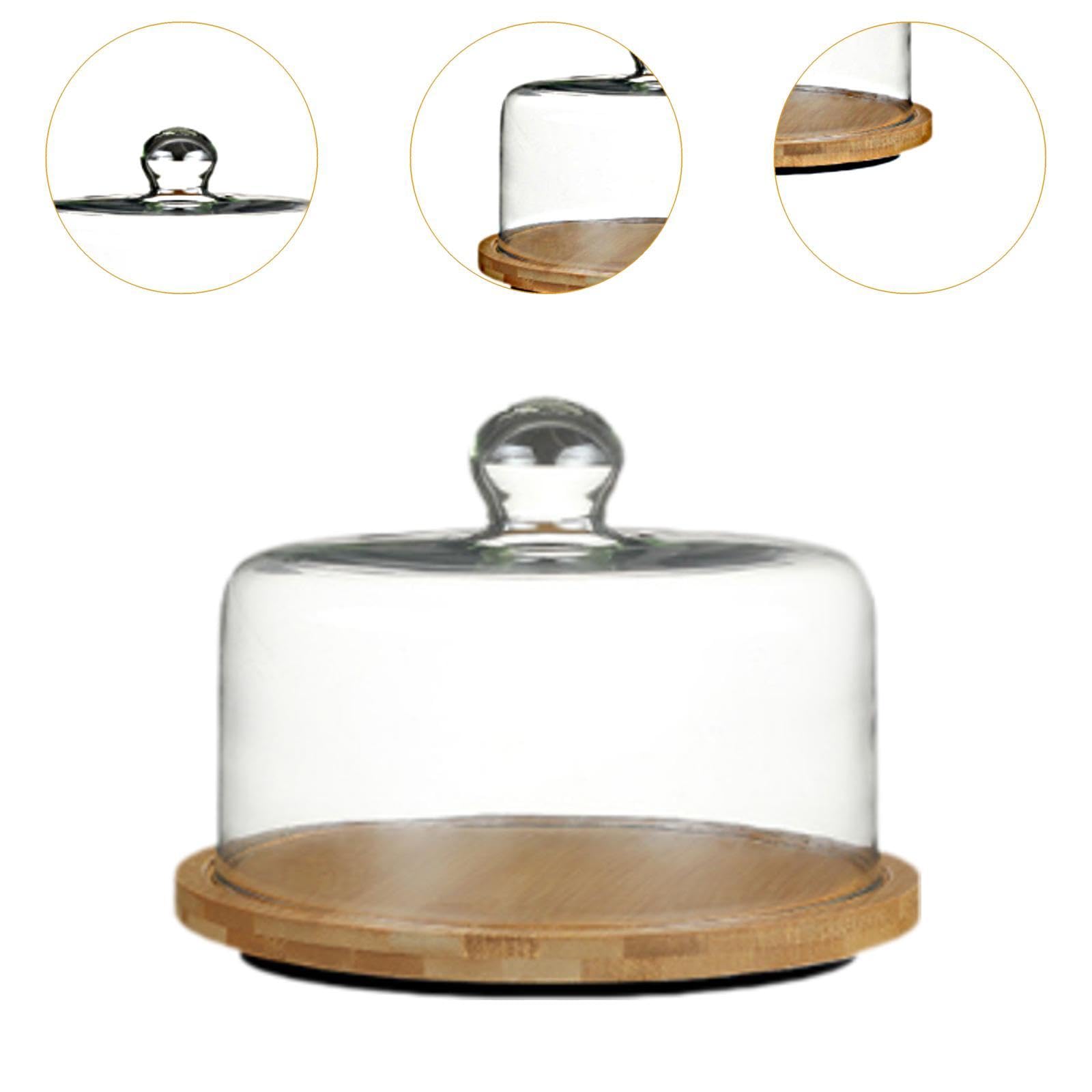 Soporte de Madera para Pasteles con Cúpula, Expositor Multiusos, Centro de Mesa, Plato para Servir, Bandeja para Servir para Tiendas Y Fiestas, 21x24cm
