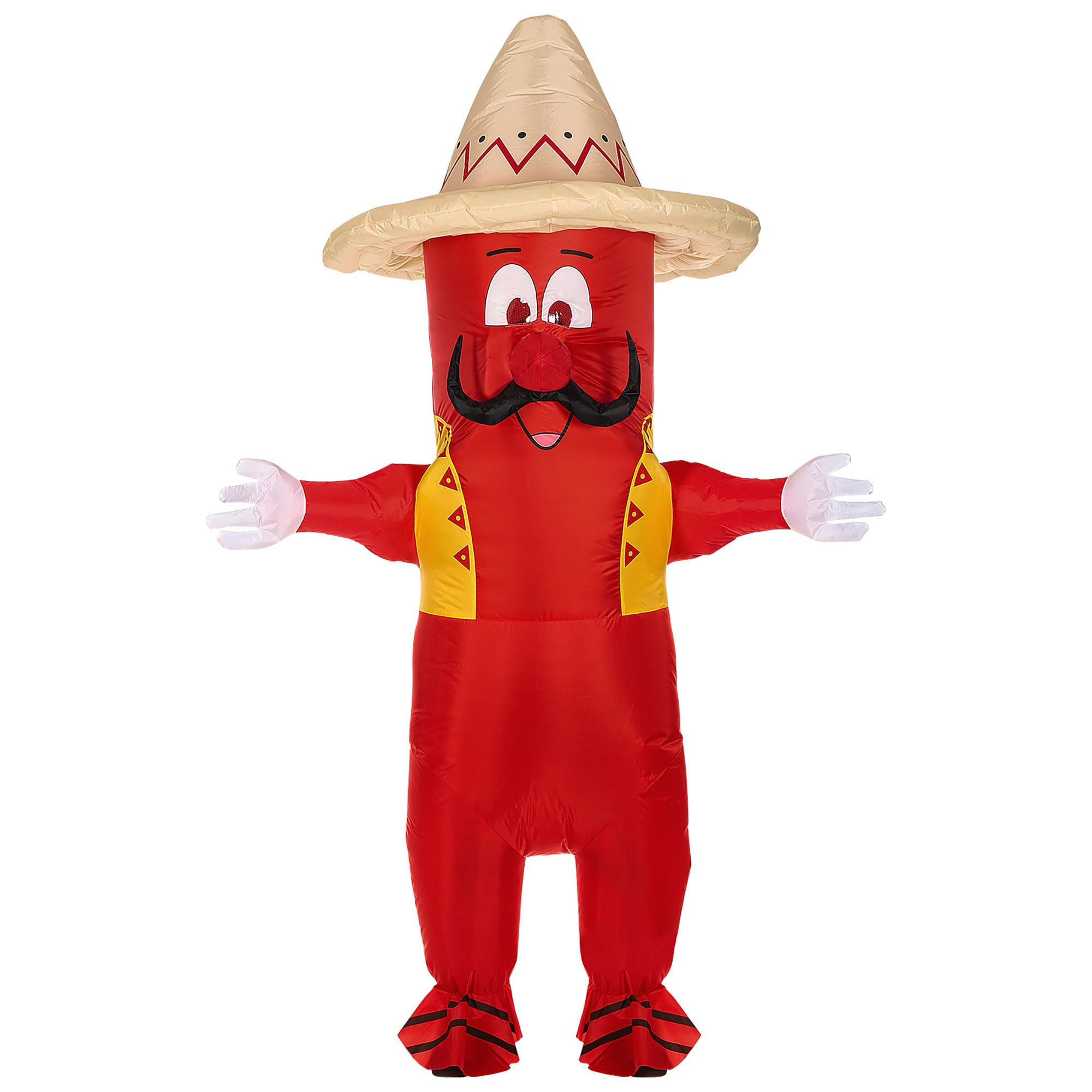 W WIDMANN MILANO Party Fashion - Disfraz hinchable de chile | Disfraz hinchable de chile con ventilador integrado, sombrero mexicano y máscara -para Carnaval y fiestas temáticas