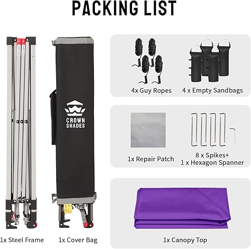 Miniatura 7 de Crowns Shades toldo desplegable para exteriores de 10 x 10 pies, toldo con apertura patentada de un solo toque, con bolsa de transporte con ruedas,