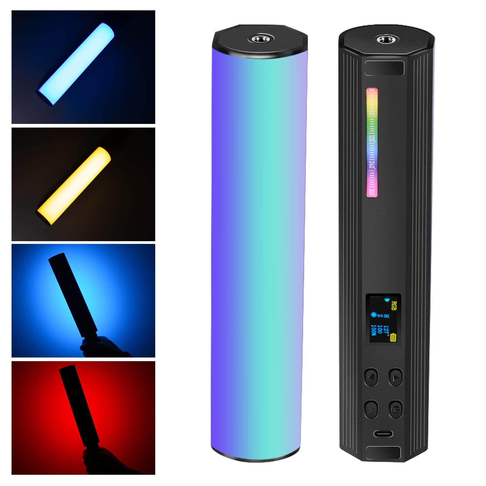 DF DIGITALFOTO W200 RGB LED Tube Light, 200mm, 2500-9000K, 20 Scene Effects, Magnetic Back, Rechargeable Mini Light Stick for Video Making, Vlogging, Photography and More