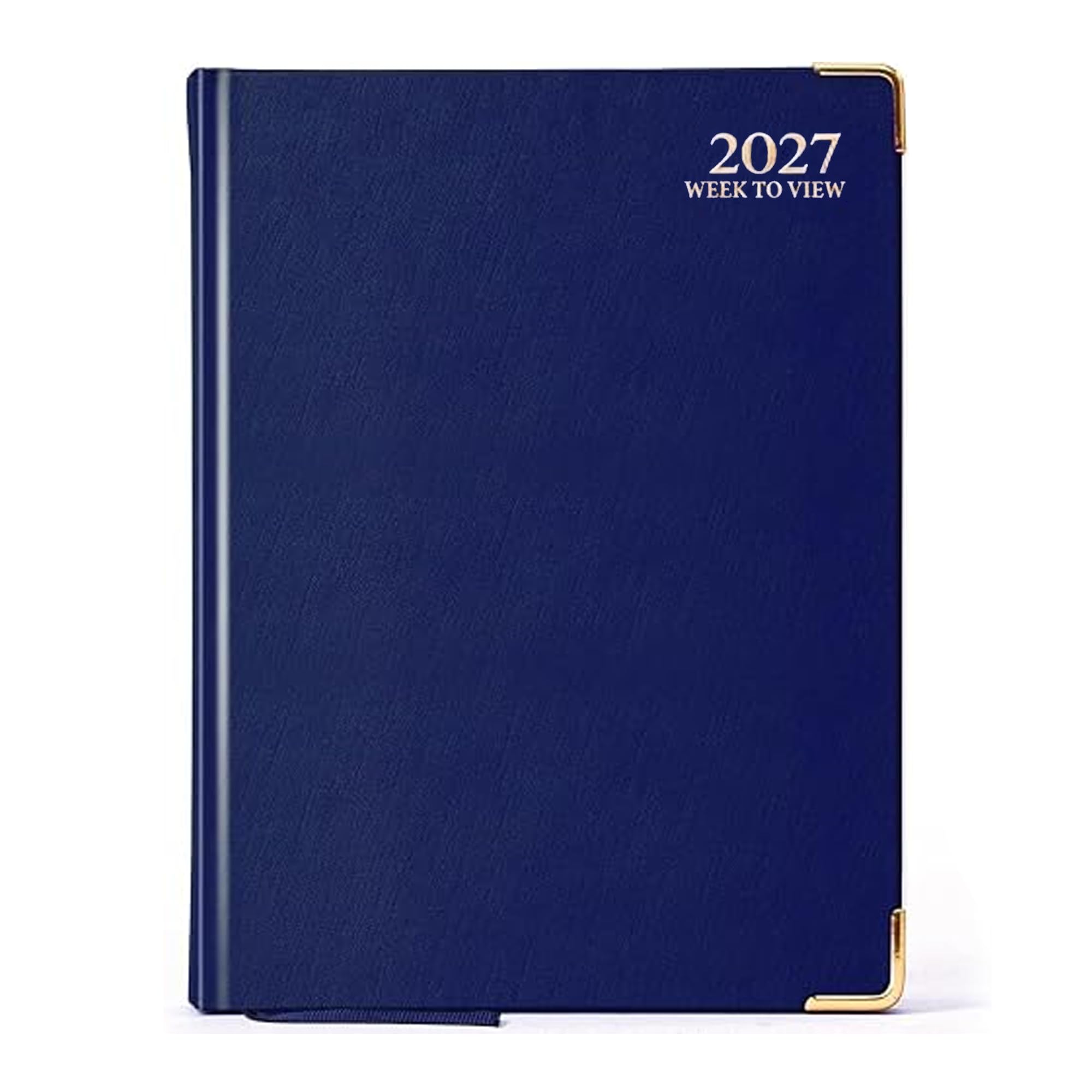 AIBULO 2027 A4 Week to View Blue Diary Gilt Edges Hardback