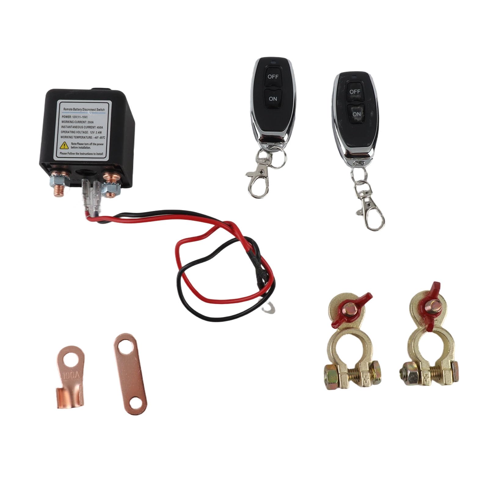 Lizbn Remote Battery Disconnect Switch 12V 250A Opgewaardeerde Auto Kill Switch Anti Diefstal Voorkom Battery leeglopen met Twee Draadloze Afstandsbediening Relais Fobs Auto Draadloze Doodschakelaar