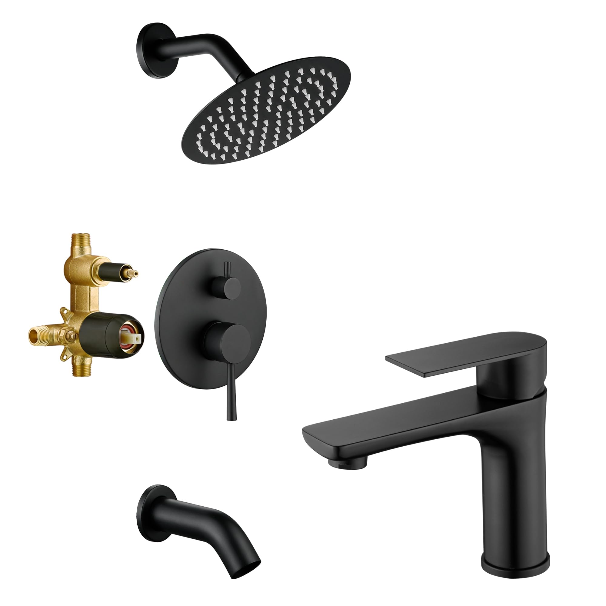 Hcfyauis Tub Shower Faucet Set S3230di-B+ Bathroom Sink Faucet S1425-Mb