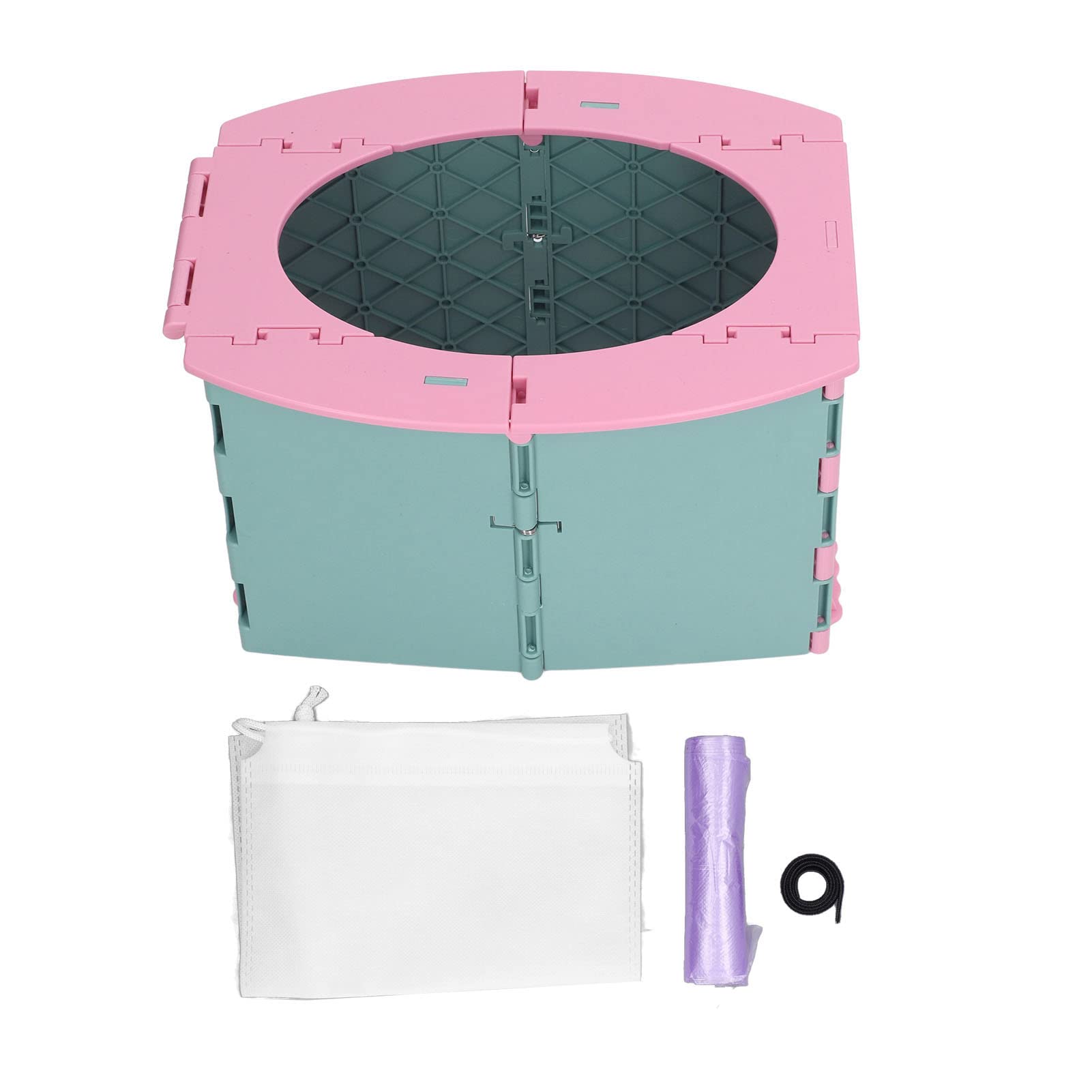 ViaGasaFamido Portable Toddler Potty Seat, Foldable Travel Toilet Training Chair with Car Bag and Storage Bag for Travel Camping PP Green Pink 1 Set
