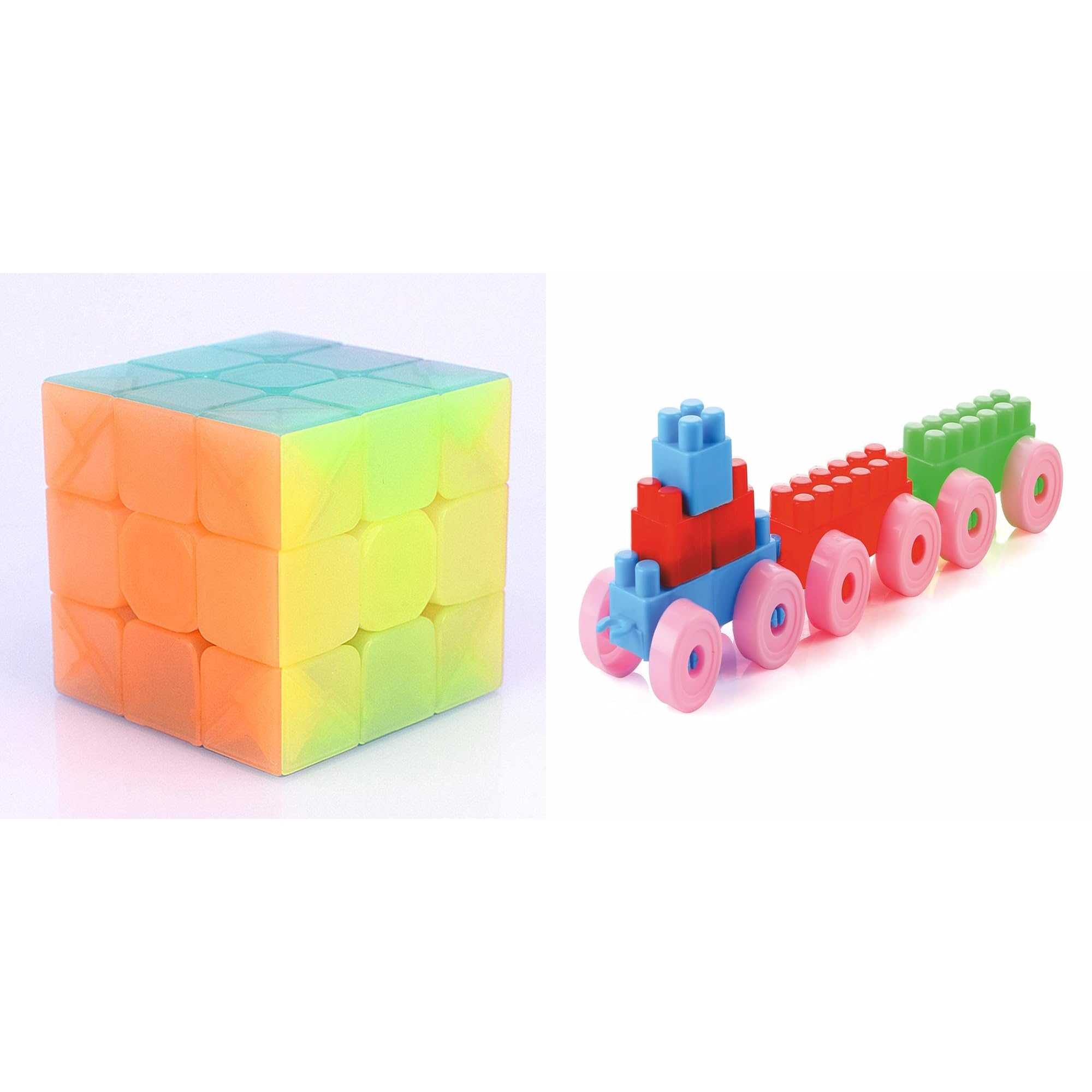 RKZ® 3x3 Jelly Speed Cube - Stickerless 3x3x3 Magic Cube Puzzle