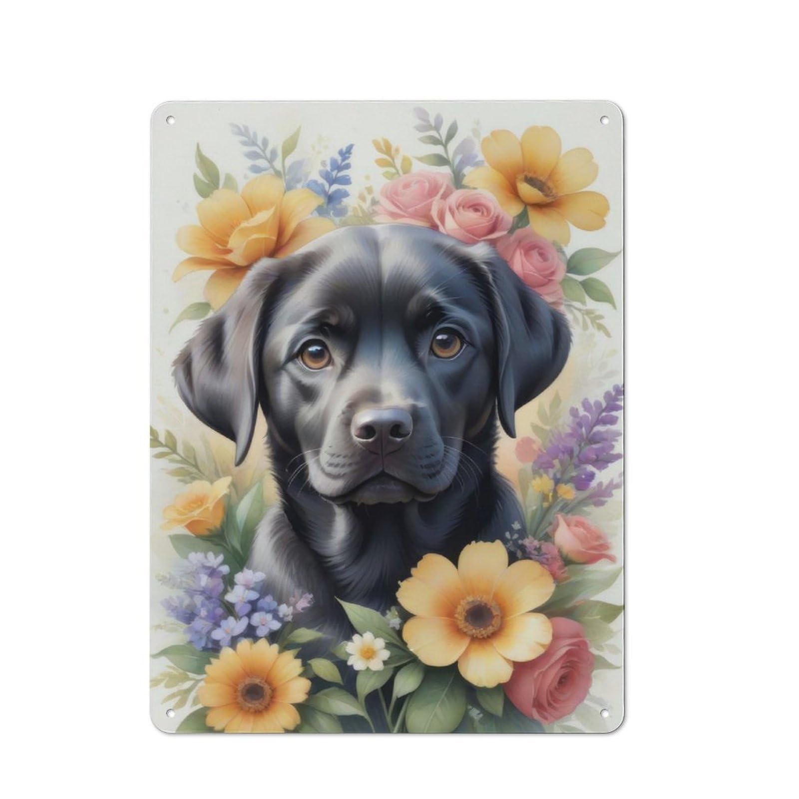 Watercolor Labrador Farmhouse Metal Sign 40x30cm, Rustic Cottage Wall Art for Cottage, Kitchen, Hallway Or Breakfast Nook