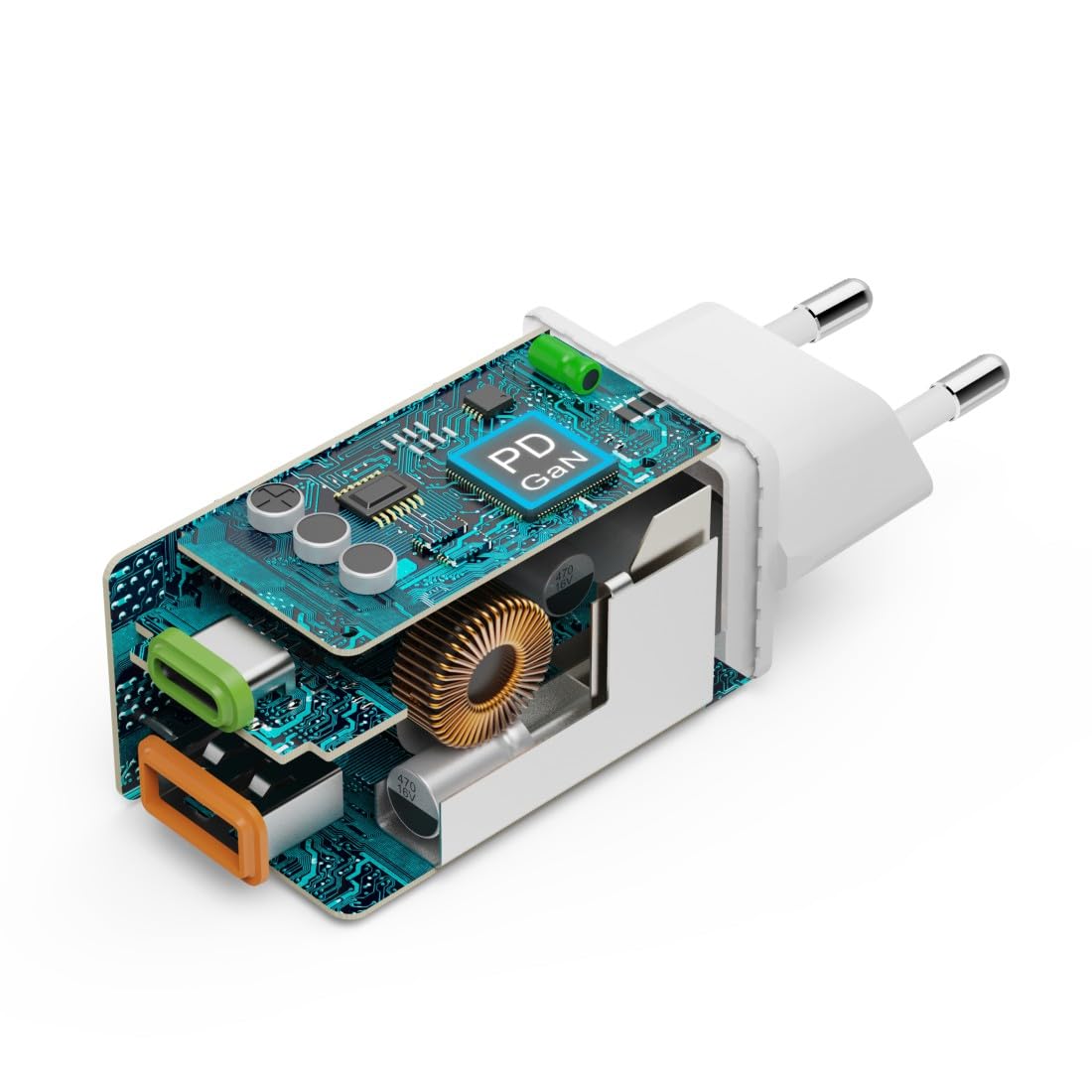 Hama Ładowarka sieciowa mini 45 W, 1x USB typ C, 1x USB A (mała, lekka, adapter ładowania, Power delivery, Quick Charge, wydajna, szybka) biała
