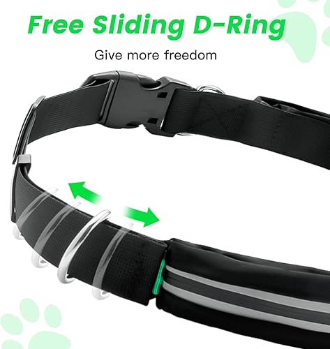 Miniatura 4 de Caudblor Correa de cintura para pasear perros medianos y grandes, correa elástica manos libres con bolsa de cremallera, alrededor de la cintura sin