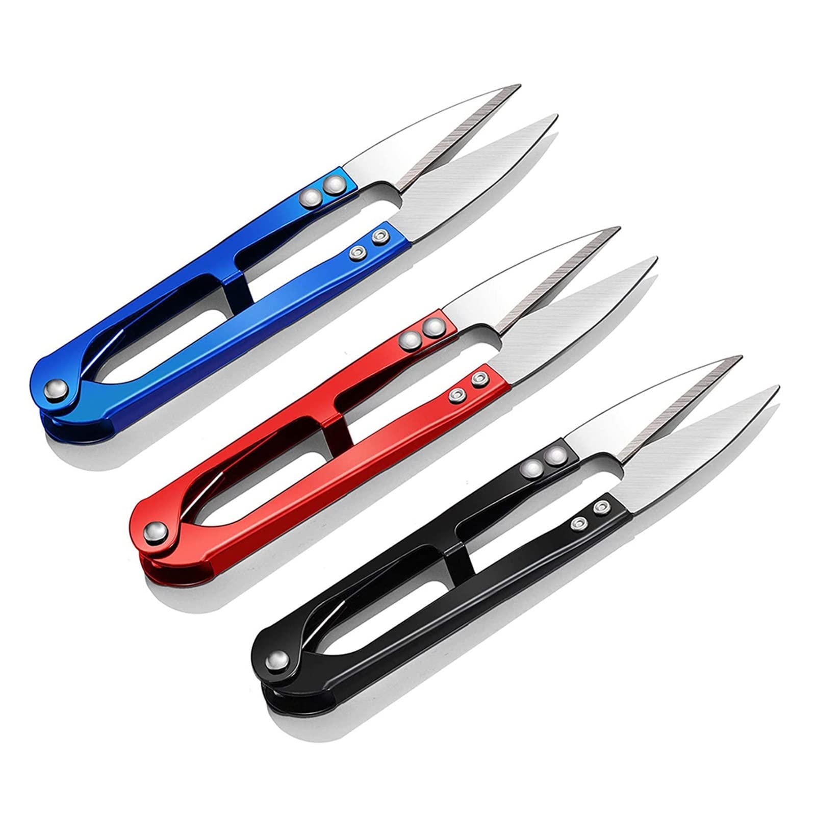 GLJTUO 3PCS Scissors Trimming Sewing Scissors Nippers U Shape Clippers Yarn Stainless Steel Embroidery Multicolor Craft Scissors Tailor