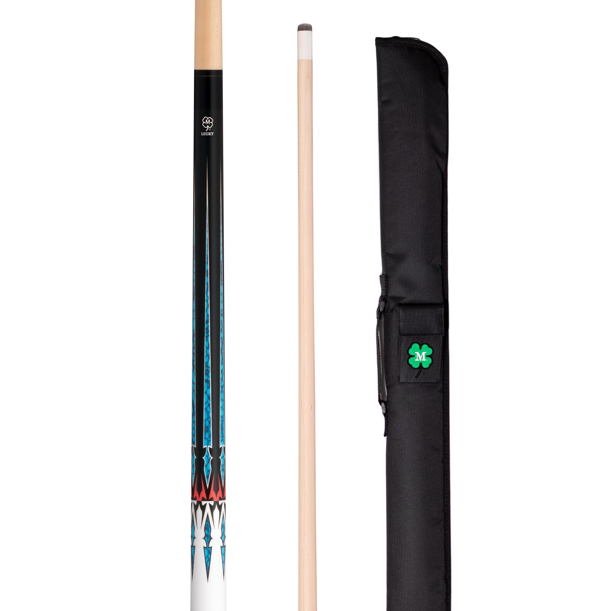 McDermott Lucky L81 Pool Billiard Cue, No Wrap, 13 mm Cue Tip, 3/8"-10 Joint, with Soft Case w/Embroidered Clover Logo