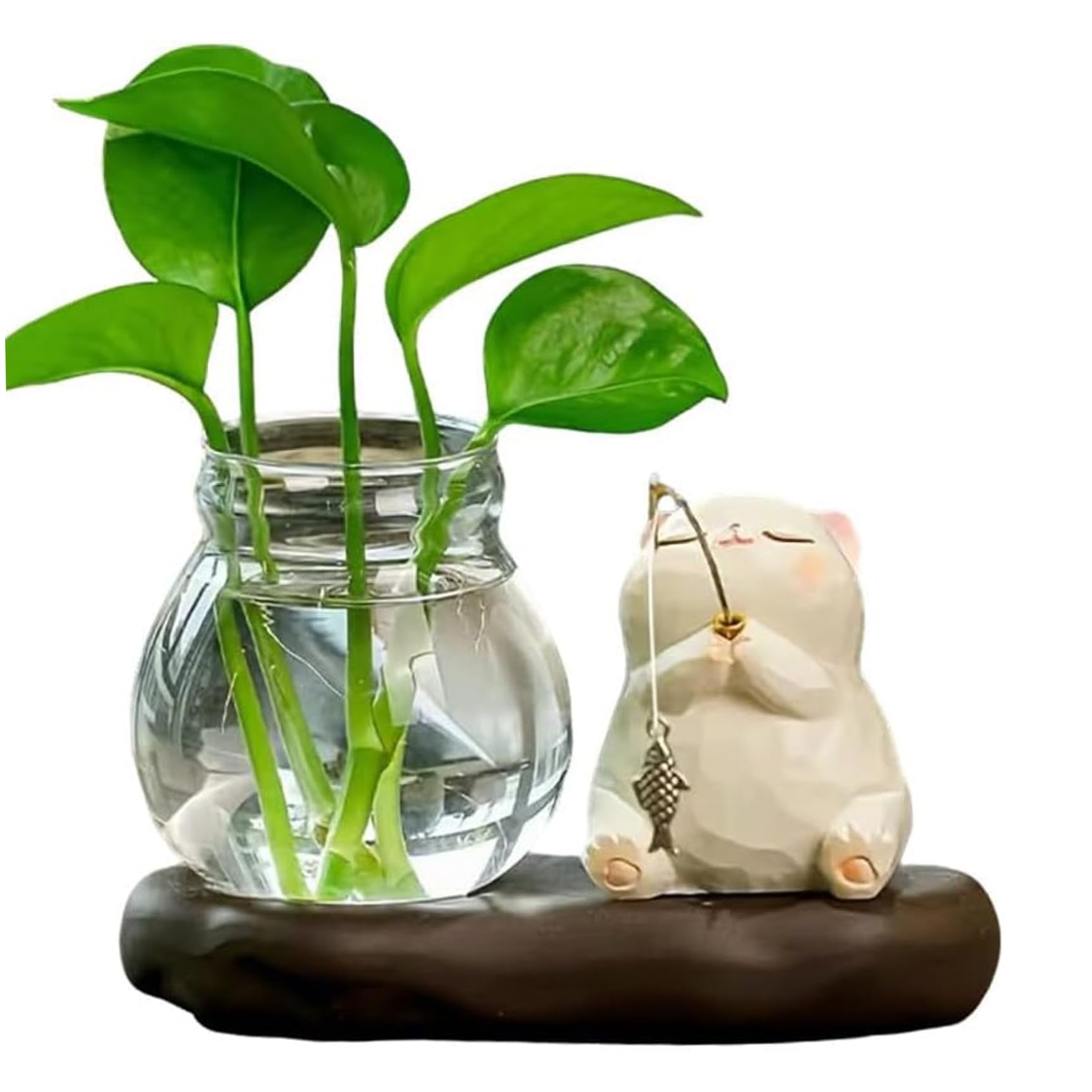 Minimalist Plant Propagation Station with Wood Stand Propagation Vases for Plants Hydroponic Planter for Desk Office Decor Plant Cuttings