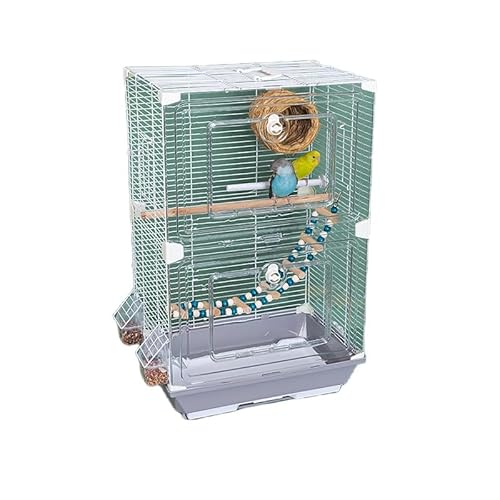 鳥かご 小型 高級 ヴィラ 鳥かご 大型 インコ 透明 鳥小屋 組み立て式 お手入れ簡単 高強度 スナップオンデザイン ペット用品 ポータブル ホーム 小型 高級 ヴィラ (ホワイト) (タイプB,グレー)