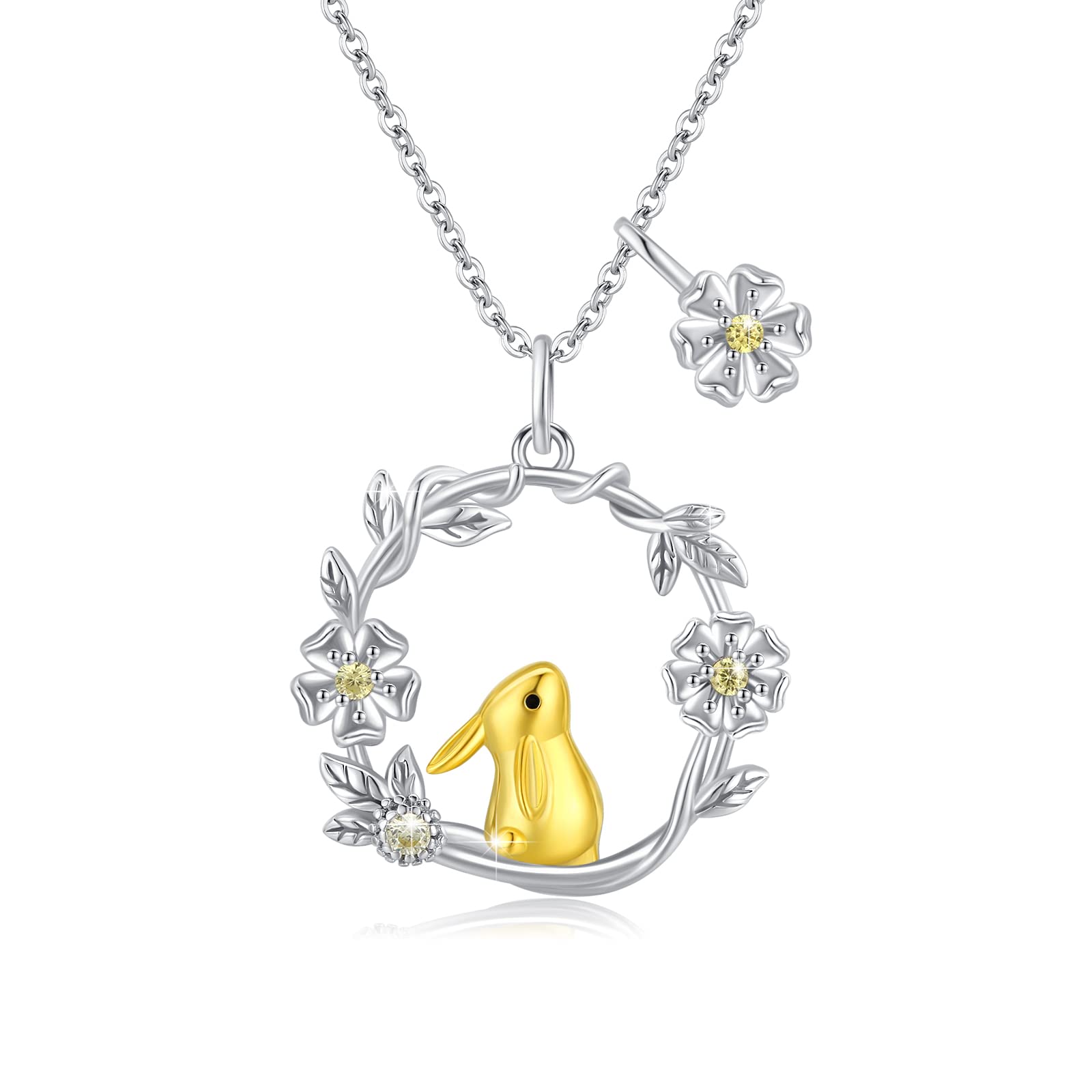REDSUN Animal Necklace 925 Sterling Silver Heart Necklace Cat/Dog/Rabbit Pig/Butterfly/Frog/Turtle Panda Heart Pendant Jewellery for Womens Girls Daughter Pet Lovers