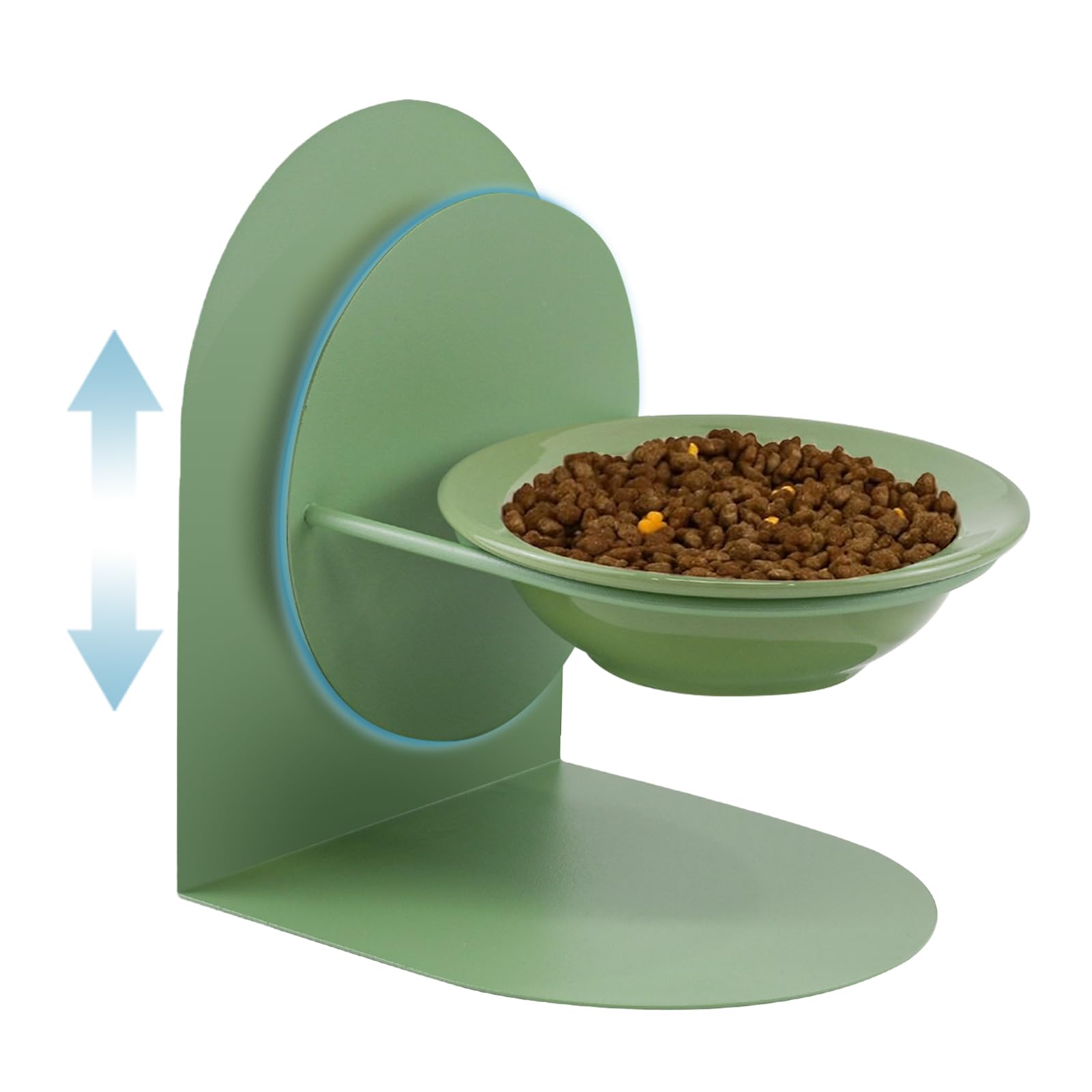Adjustable Elevated Cat Bowl, Tilted Ceramic Cat Food Bowl with Metal Stand for Indoor Cats, Non-Spill & Non-Slip Raised Pet Feeder