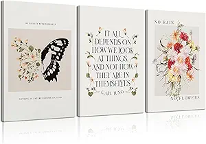 VVL 3Pcs Inspirational Quotes Wall Art for Office Mental Health Wall Art Motivation Painting Picture Wall Decor for School Office Treatment Room Home Decoration
