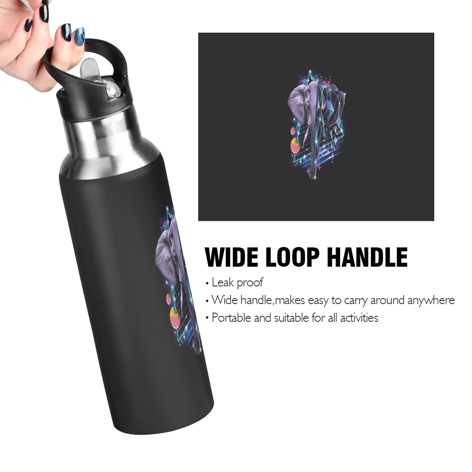 Vnurnrn Futbol Soccer Verde Ilustración Botella De Agua Deportiva Con Pajita Acero Inoxidable, 600ML Botellas Termica Sin BPA Para Niños Deporte Gimnasio Ciclismo Escuela