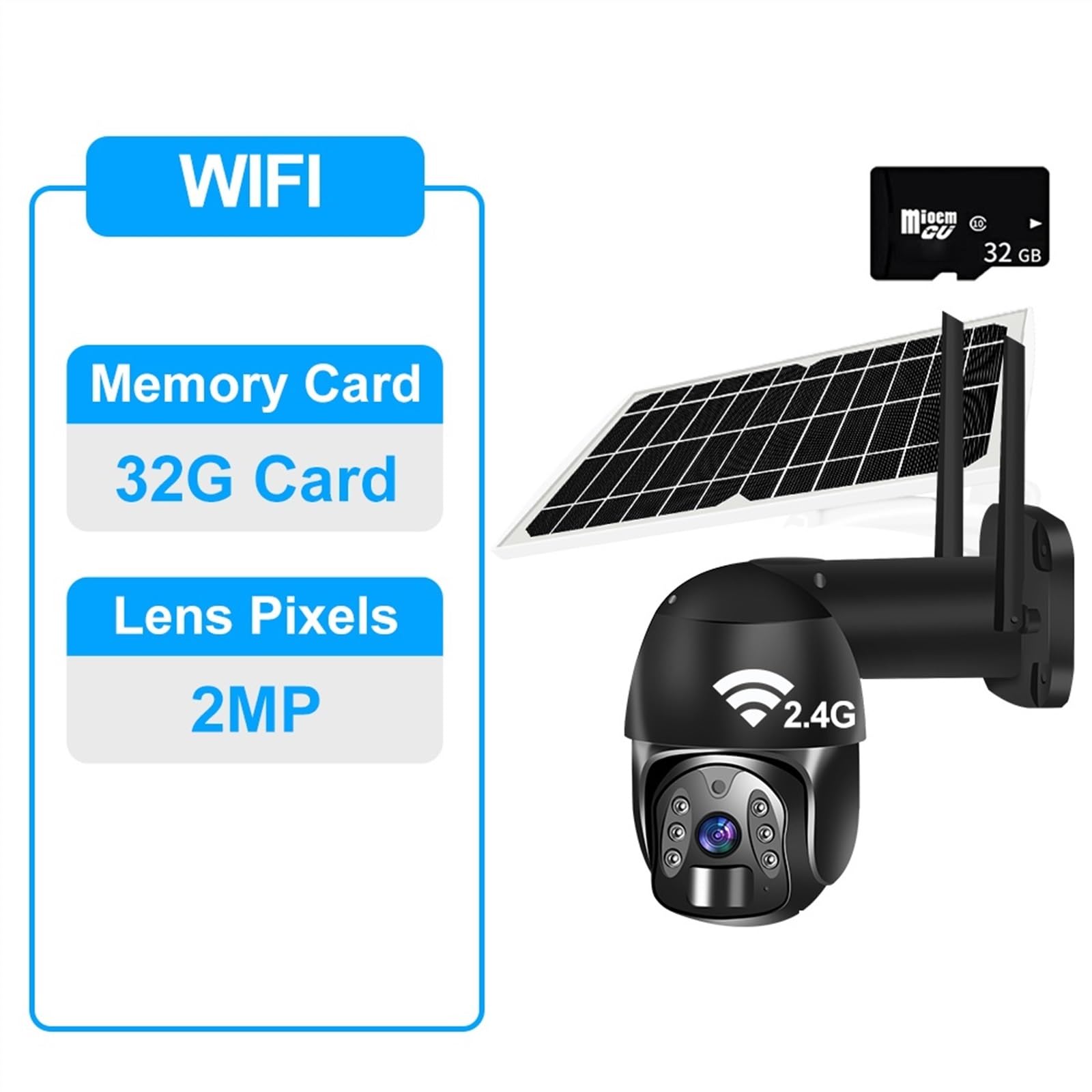 Bezprzewodowe kamery bezpieczeństwa na zewnątrz Kamera zewnętrzna Solar 4G kamera monitorująca 1080P 4x Zoom bezprzewodowa PTZ CCTV automatyczne śledzenie wykrywanie ludzi noktowizor(Wifi Camera 32G)
