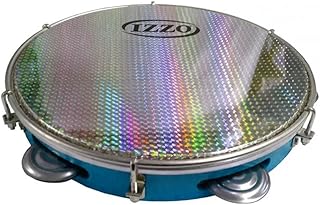 Pandeiro izzo 10pol abs azul com pele metalizada corpo leve e