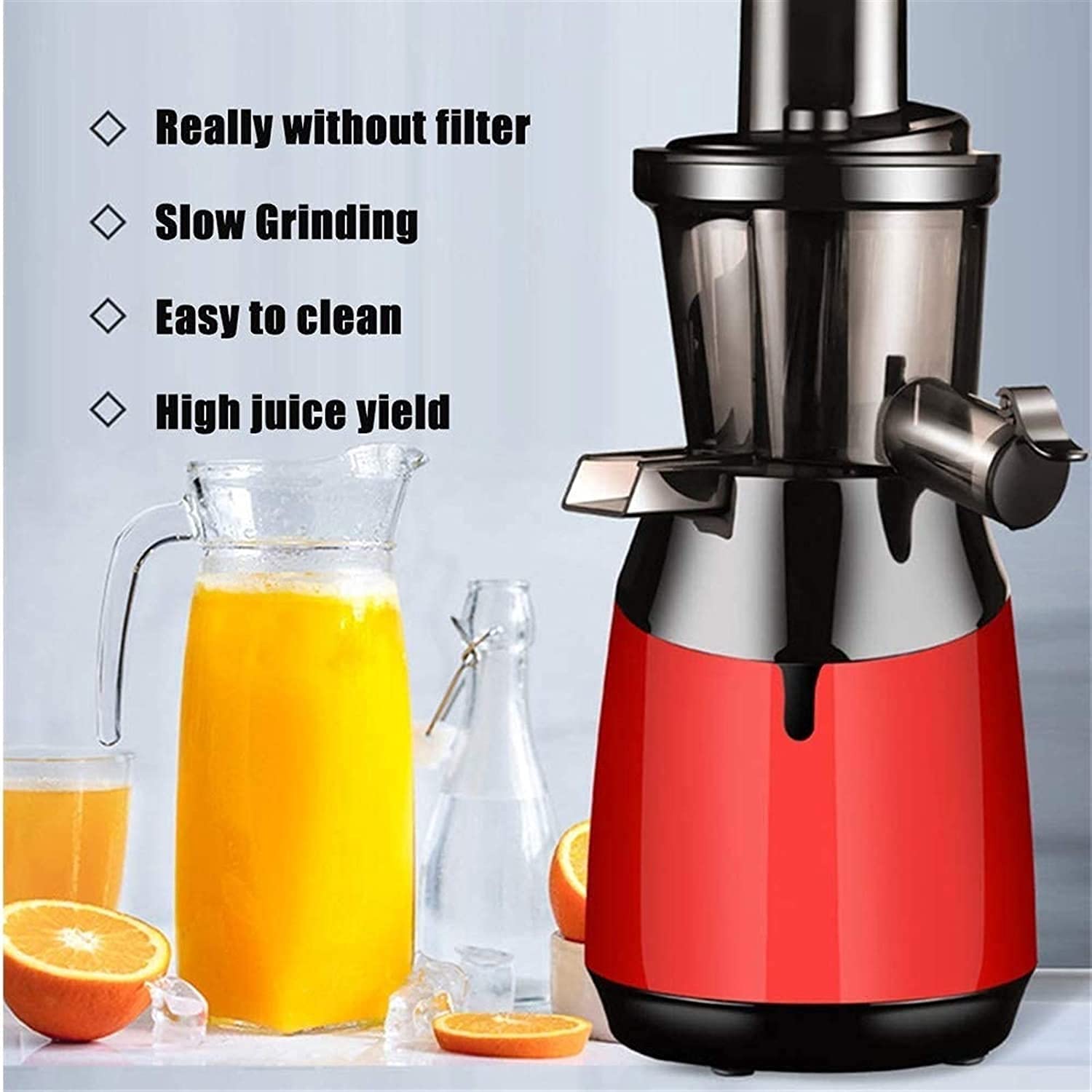 Exprimidor Lento Compacto, Extractor de masticación, exprimidor de Prensa en frío para Frutas de nutrientes y Verduras, pequeño exprimidor BPA- Motor Gratuito, fácil de Limpiar, Tranquilo.