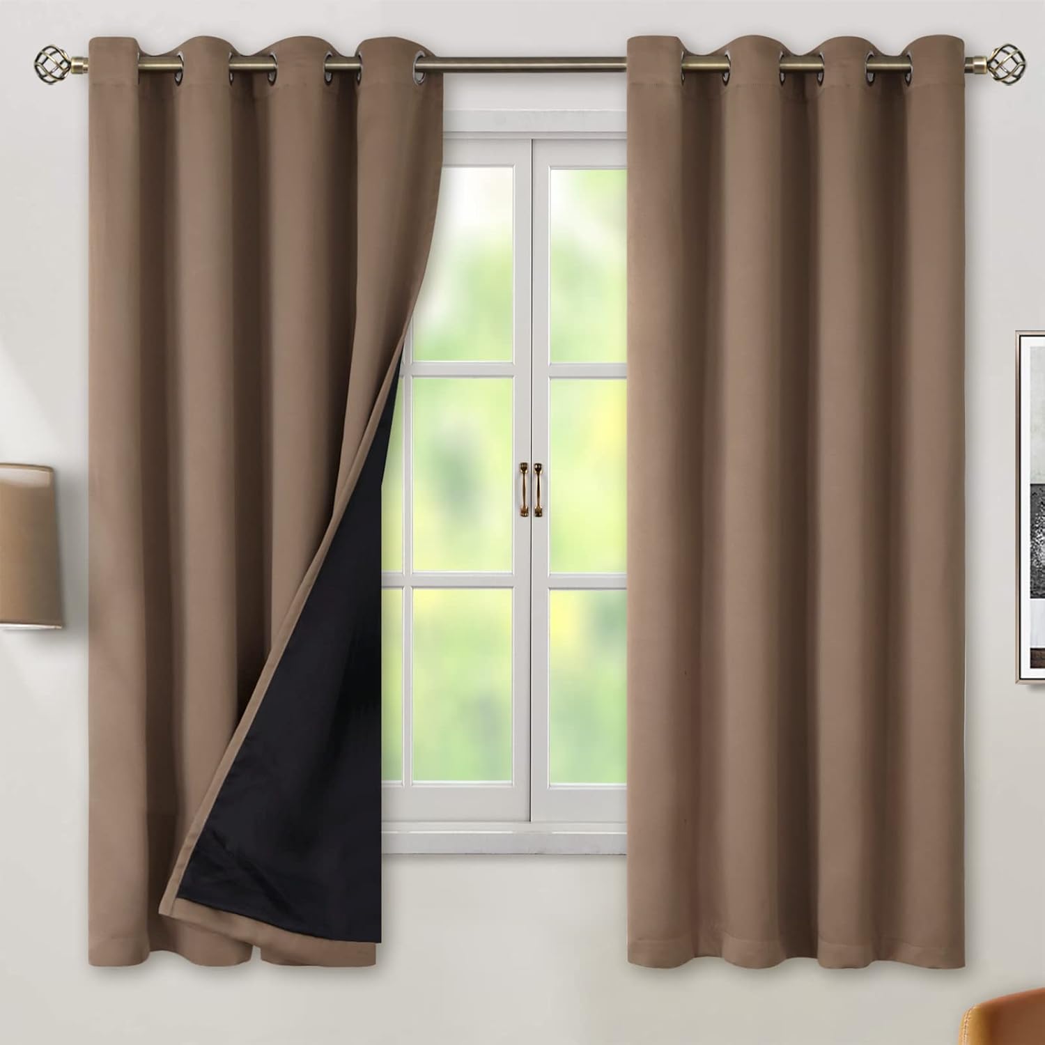 BGment Total Thermal Insulated 100 Blackout Curtains for Bedroom with Black Liner