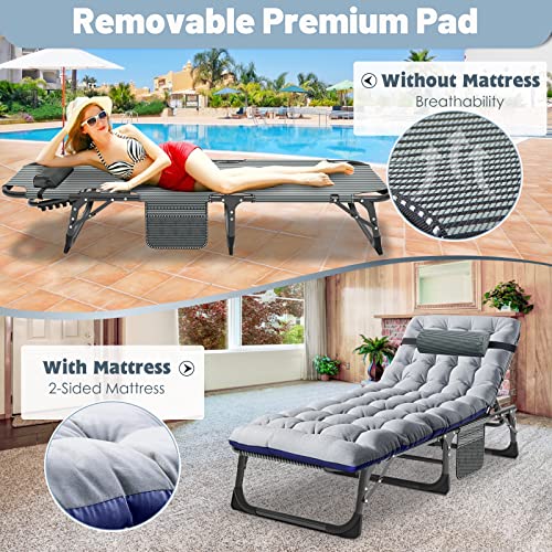 Slsy Folding Lounge Chairs Outdoor, Adjustable Sleeping Cot Chair, Portable Folding Bed Cot Chaise Lounge Chairs For Outside Beach Lawn Camping Pool Sun Tanning #TOP3