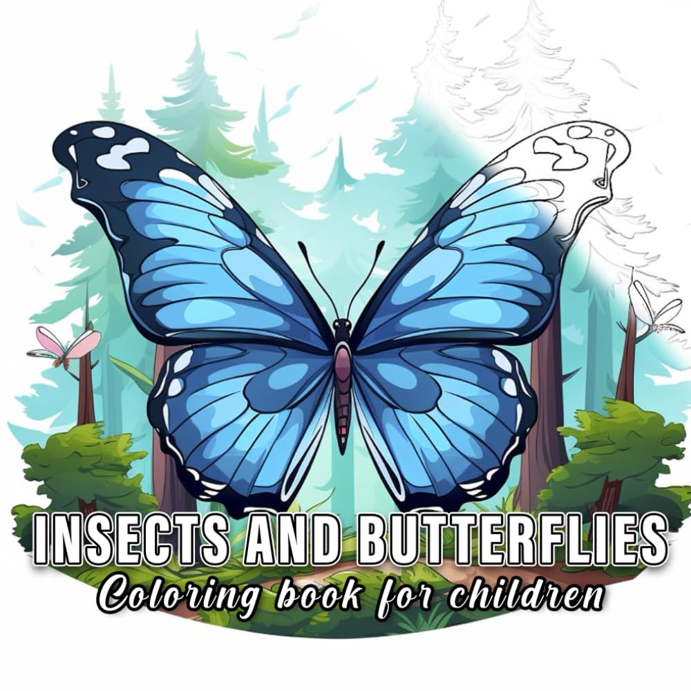 Insects and Butterflies: Colouring books for children with 60 sketches of insects and butterflies. (Small Nature)