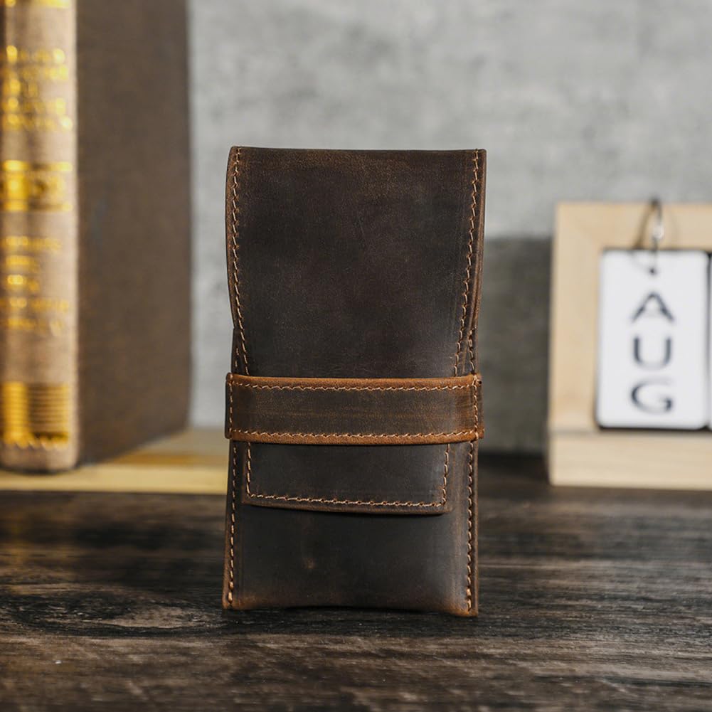 Estuche Vacío de Cuero Genuino para Kit de Manicura, Organizador de Aseo Personal, Pequeño Estuche de Viaje de Cuero de Vaca para Cortauñas, Mini Bolsa de Herramientas de Cuidado Personal