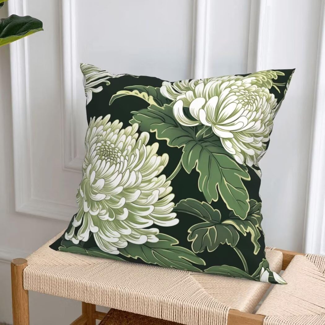 Chryzantema poszewka na poduszkę 60x60 cm poszewka na poduszkę miękka aksamitna poduszka rośliny dekoracyjne na sofę, 4 sztuki poszewki na poduszki z ukrytym zamkiem błyskawicznym dekoracja domu na