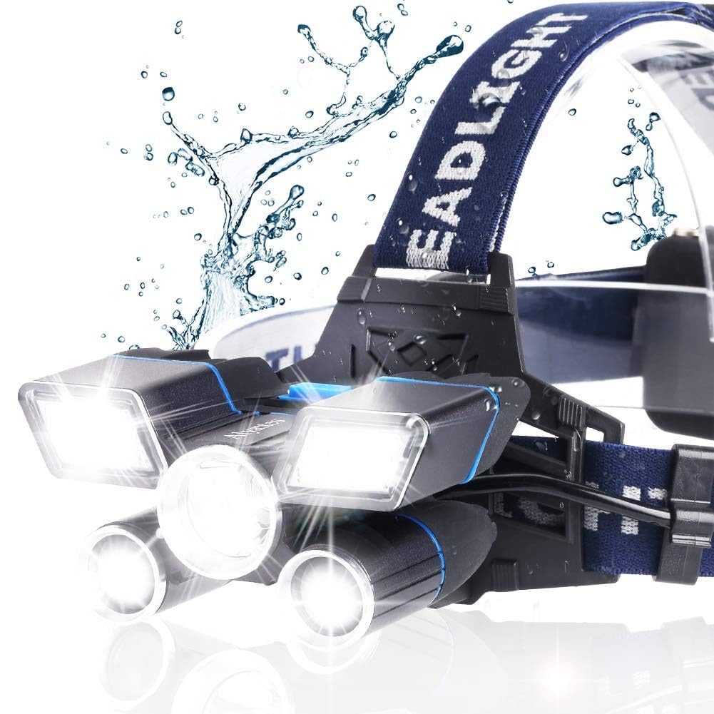 OCTOPUSPRIME Rechargeable LED Head Torch Hunter, Head Light Blinking Feature for Farmers, Fishing, Camping, Caving, Hiking, Trekking, Cycling, Running USB Rechargeable Waterproof ()