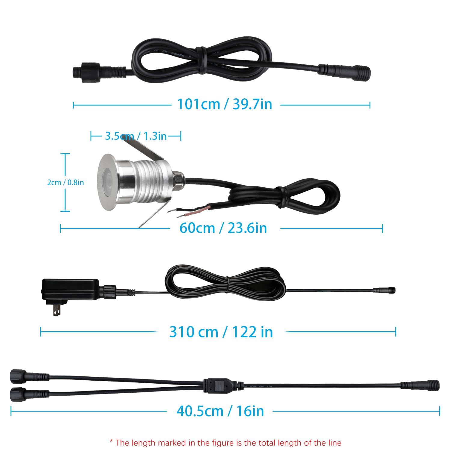 HHTUN 1W Buried Light, DC12-24V, 3000K,Outdoor Embedded LED