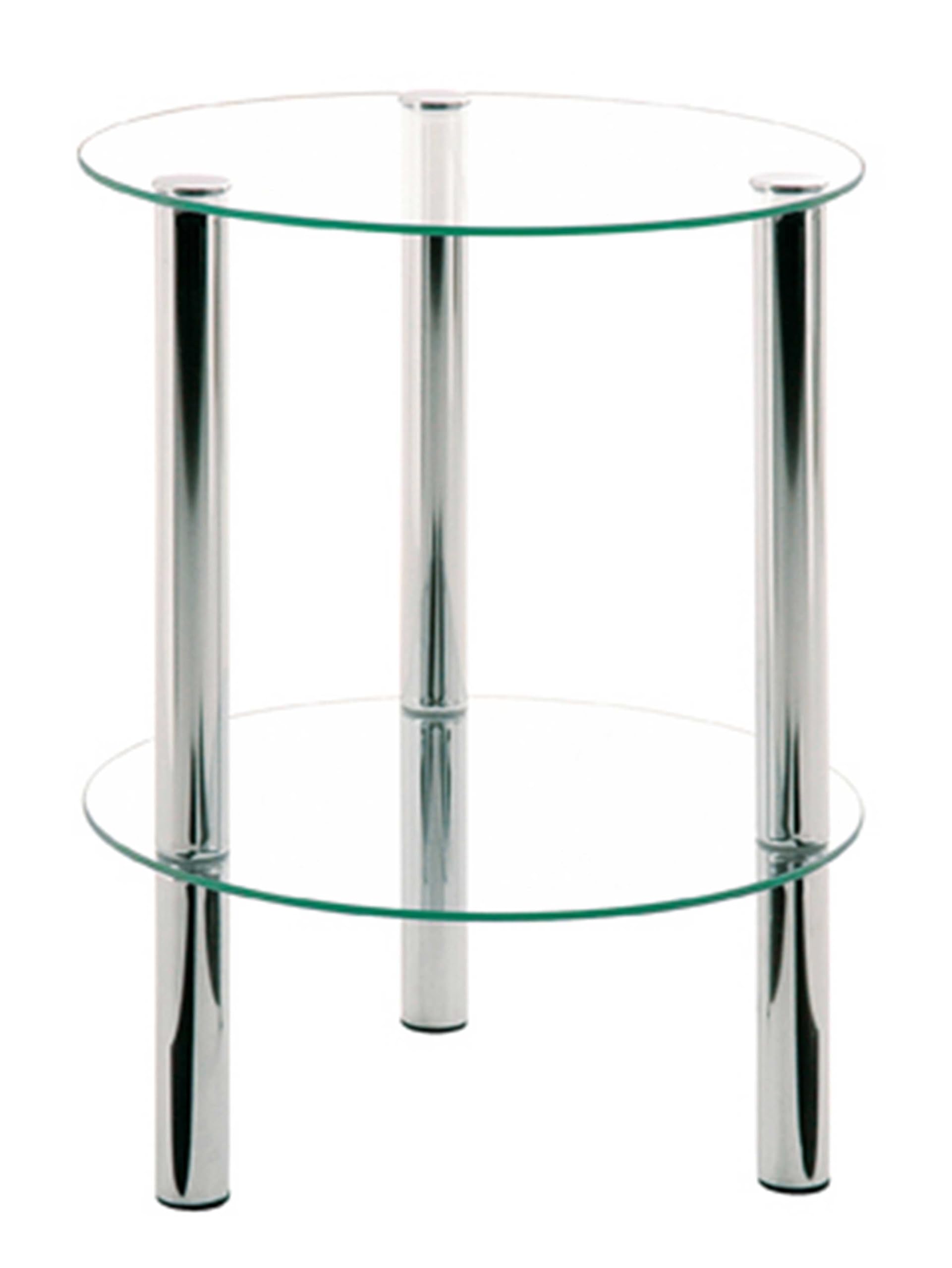 HAKU Beistelltisch rund Chrom, Metall Sicherheitsglas Sofatisch mit Glasplatte - Maße: H 47 cm x Ø 35 cm, Style: Modern