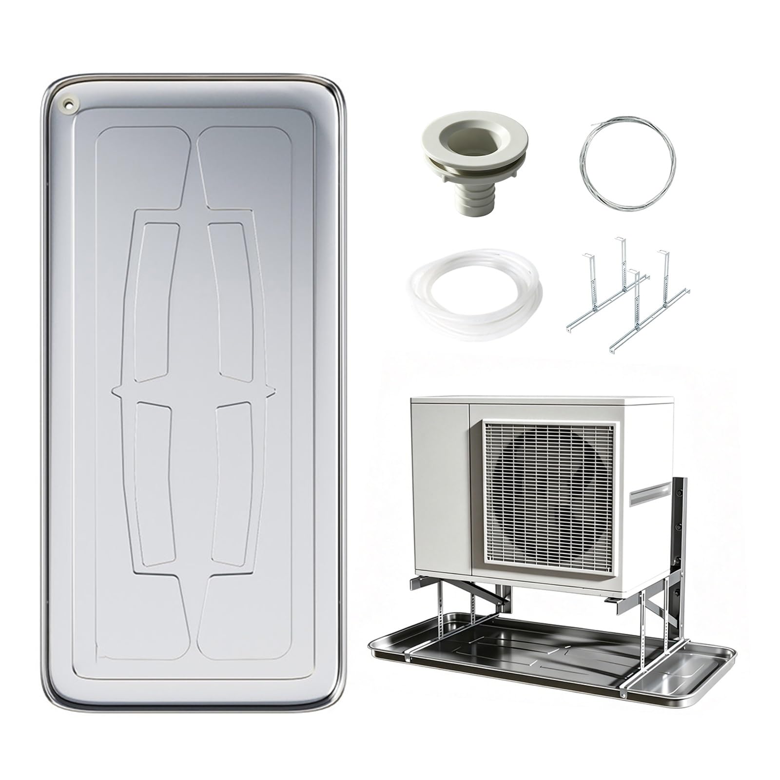 HBOOMOEM Universal Stainless Steel Drip Pan for Air Conditioner, Stainless Steel Window Ac Drip Pan, Suitable for Window Type and Split System Air Conditioners.(B,84 * 39CM/33 * 15.4in)