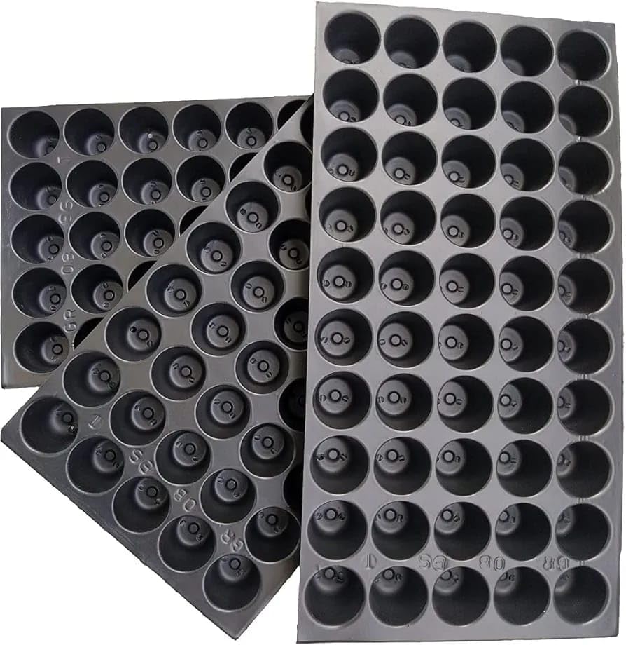 50 cavity (pack of 10) seedling tray, round shape hole (525 * 270 * 45 mm) germination tray, nursery tray, for sowing seeds.