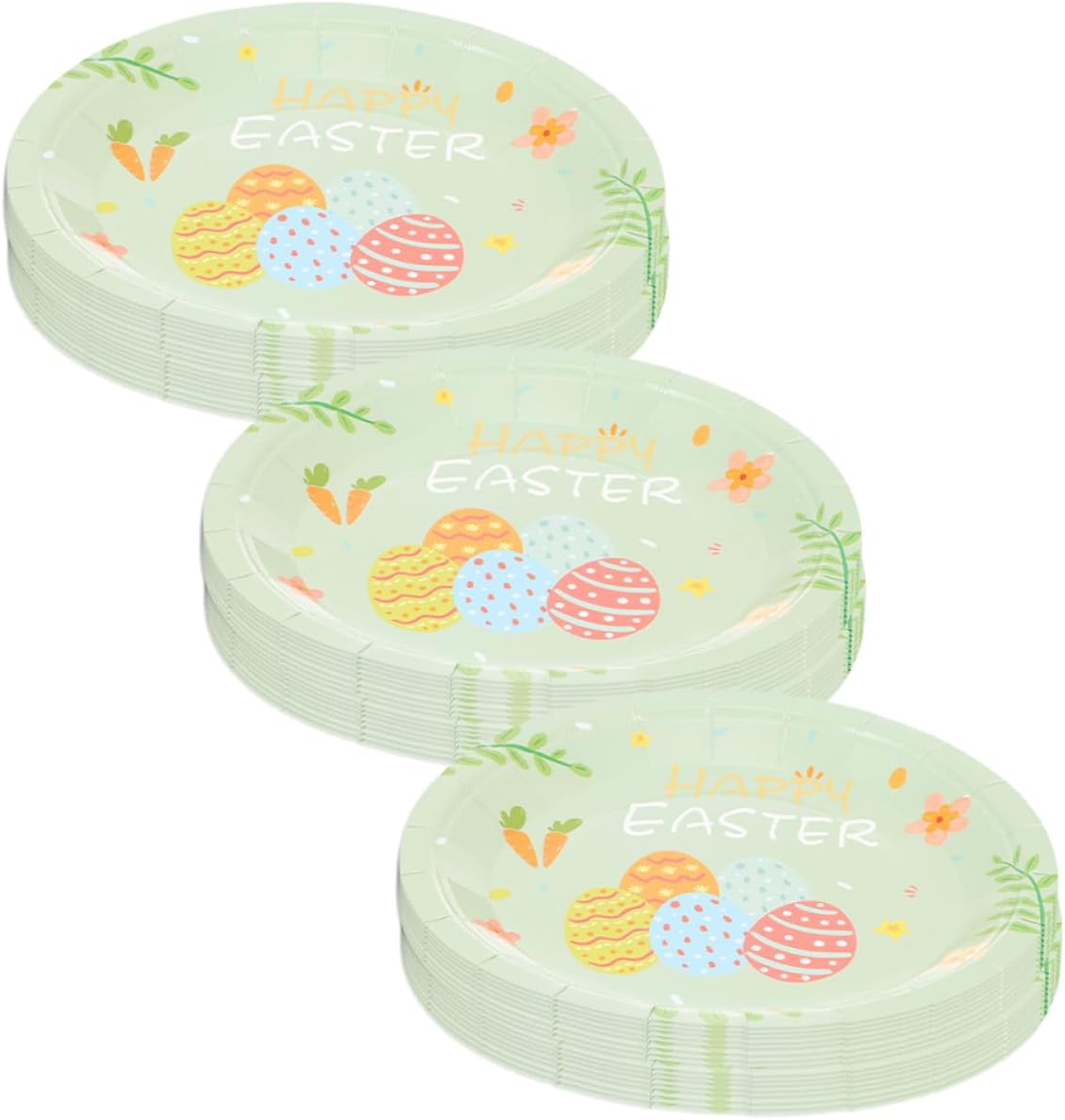 48pcs Easter Party Plates Disposable 7-inch Rabbit Paper Plates Food-grade Holiday Tableware for Family Gatherings and Celebrations