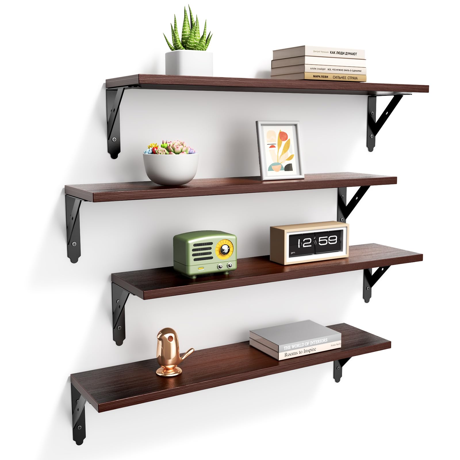 Black Floating Shelves - Set of 4 -17