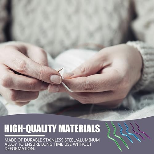 Miniatura 5 de UPIQNG 6 agujas torcidas de aluminio, agujas curvas, gancho de ganchillo torcido, soportes para puntada de aguja torcida, herramienta de tejer a