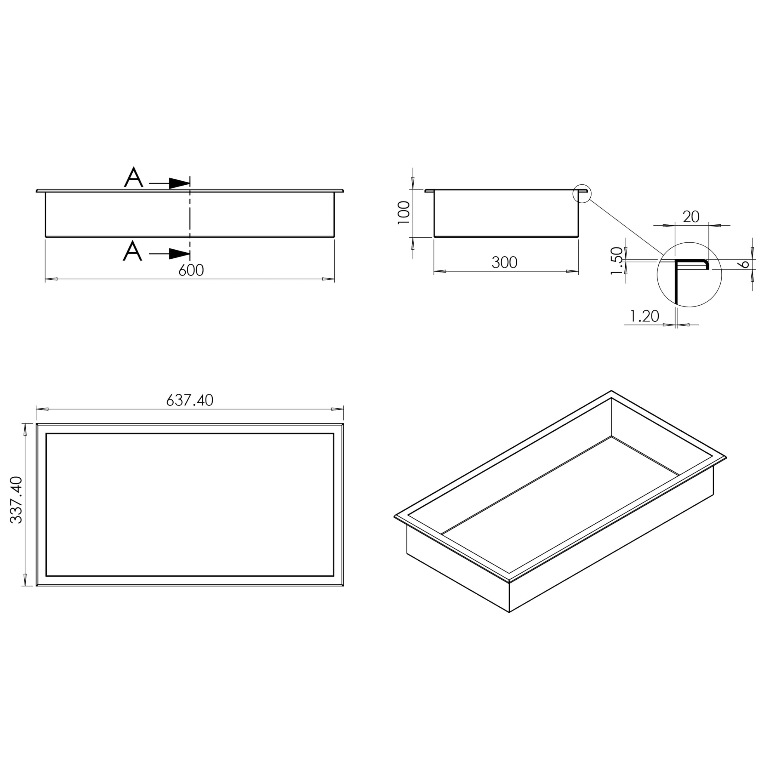 Inbouw badkamer nis Demis 60x30x10cm Geborsteld Messing - - Online Sanitairwinkel Inbouw badkamer nis Demis 60x30x10cm Geborsteld Messing - - Online Sanitairwinkel
