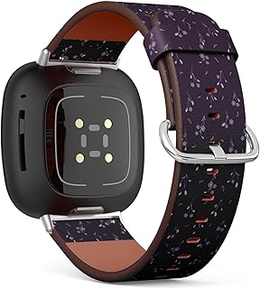 CJBROES Replacement Leather Watch Band, Compatible with Fitbit Versa 3 and Fitbit Sense of Wristband Bracelet Accessory - Floral Tiny