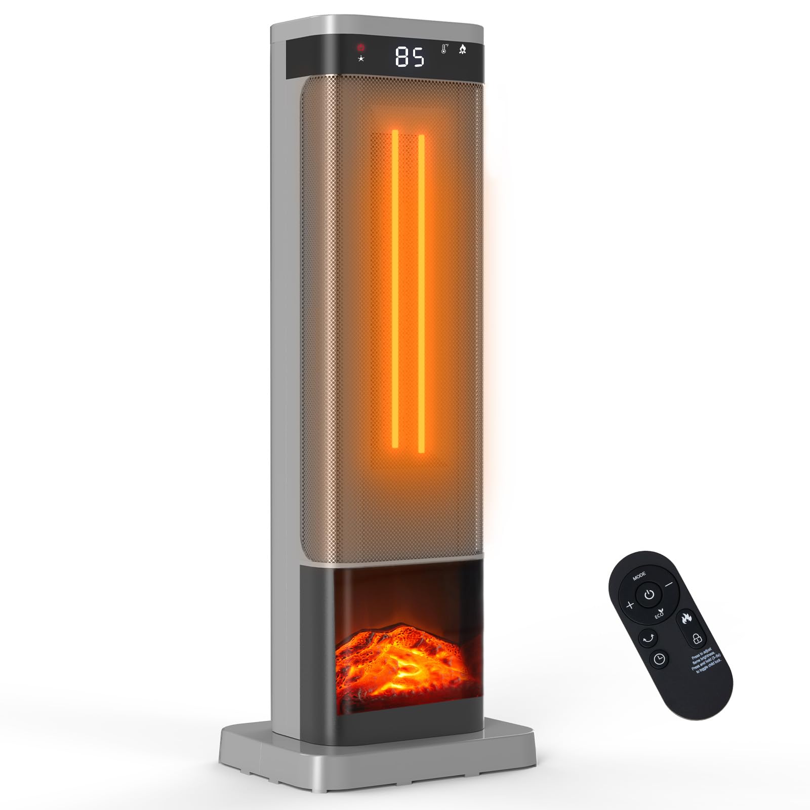 Sweetcrispy Space Heater for Indoor Use 24Inch Portable Heater with Remote and Thermostat 3 Light Modes 60 Oscillation