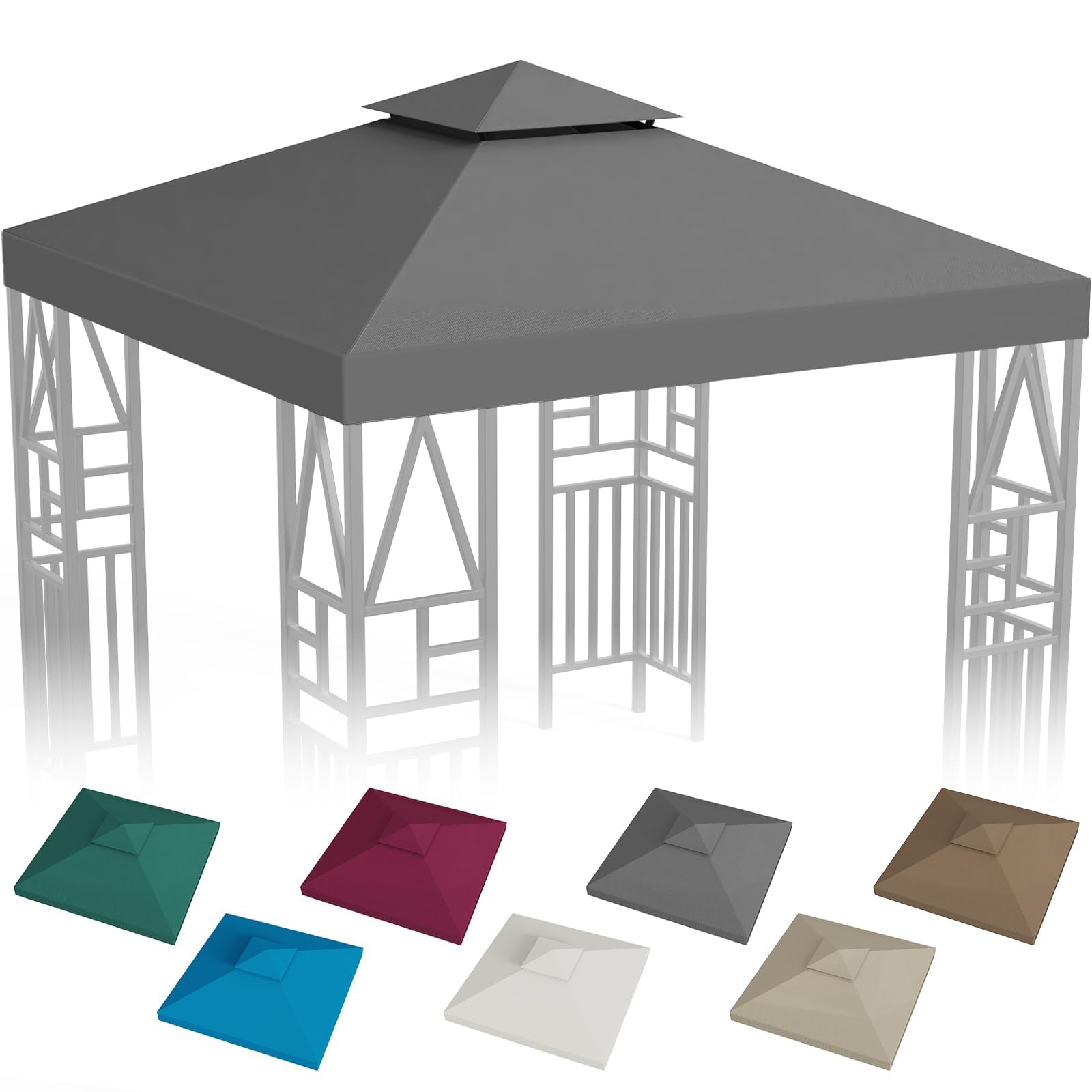 Photo 1 of ERFEI Gazebo Canopy Replacement 10x10ft Outdoor Shelter for Smaller Top Double Tiered Canopy Cover (Darkgrey)