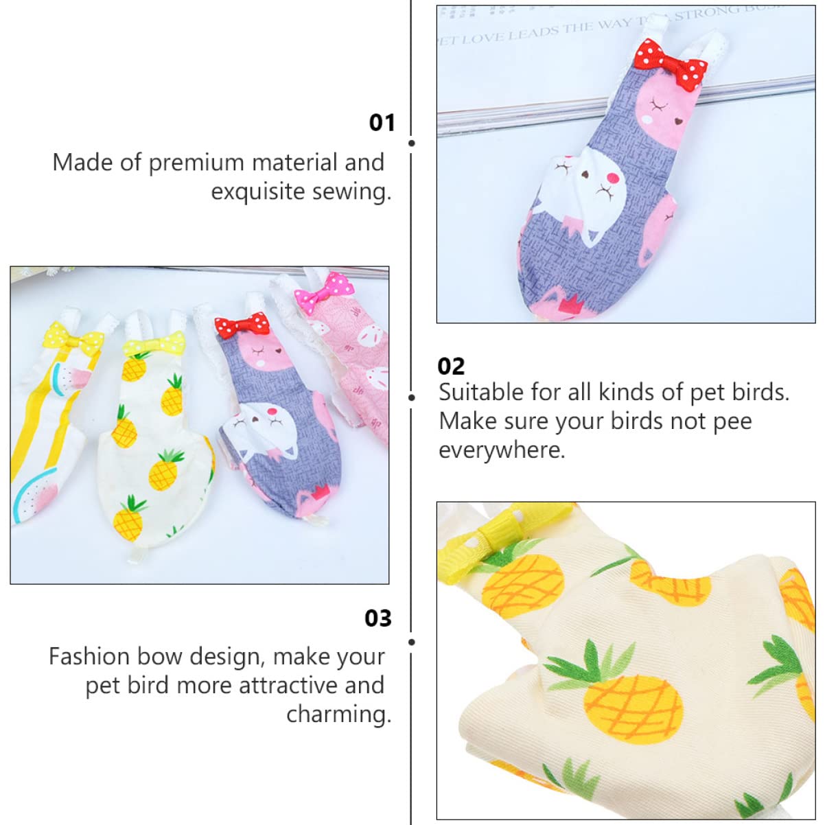 FRCOLOR 6pièces Culotte Réutilisable pour Oiseaux avec Design Élégant Nœud pour Perroquets Et Pigeons Idéale pour Animaux De Compagnie Lavable Et Pratique