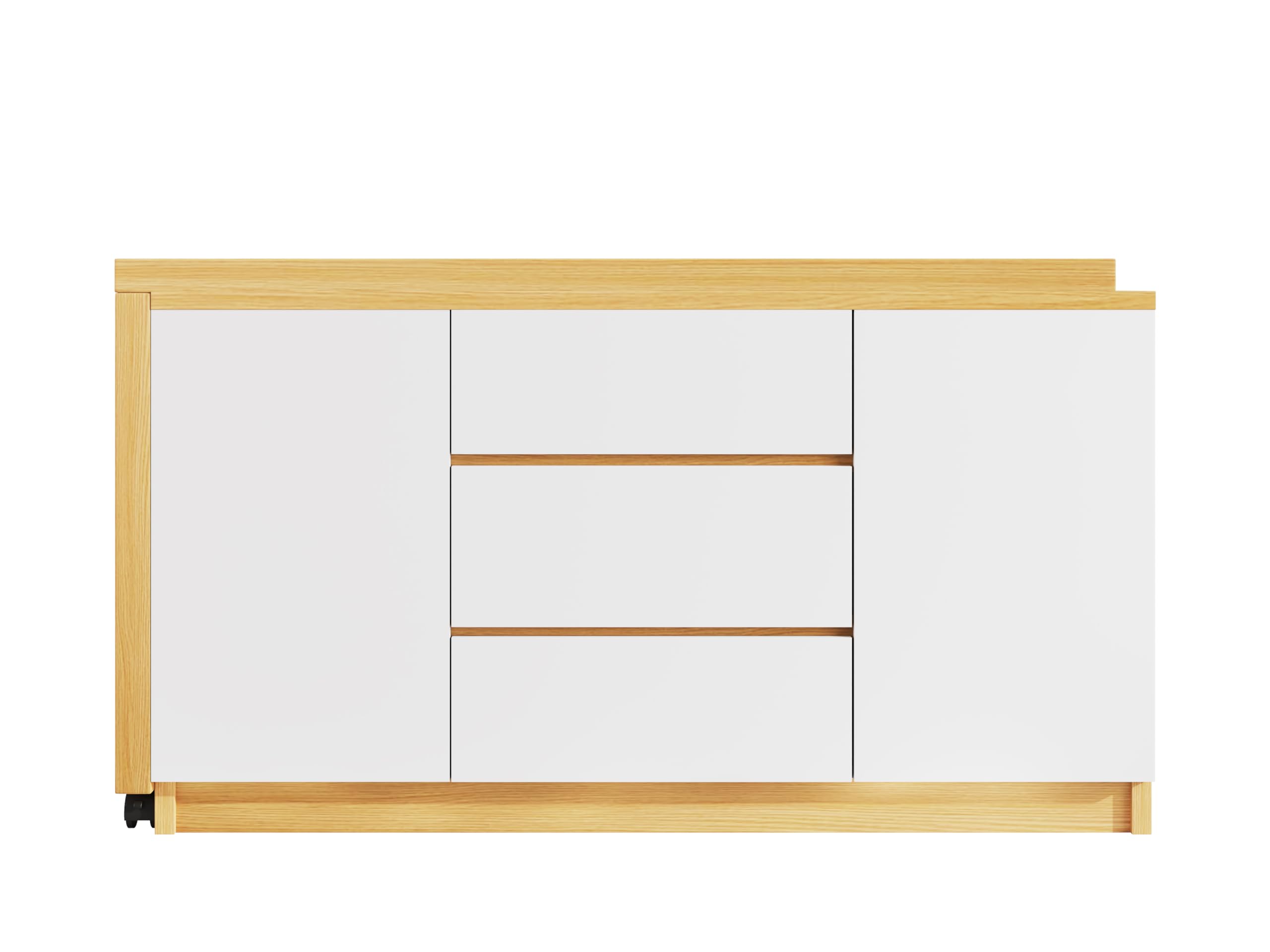 Scrivania con ruote bloccabili, design multifunzionale, 4 cm di spessore, piano girevole bloccabile, scrivania pieghevole, scrivania angolare, credenza (legno + bianco)