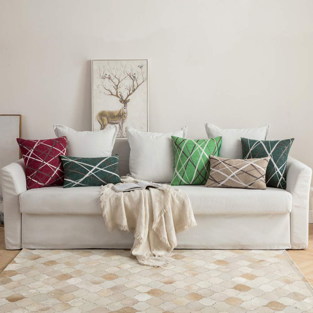 MIULEE Copricuscini 2 Pezzi Poliestere Fodera per Cuscini Rettangolare Decorativo Stampata a Raggi Elegante Casa Moderne Morbido Outdoor Giardino Balcone 30X50 CM Cachi