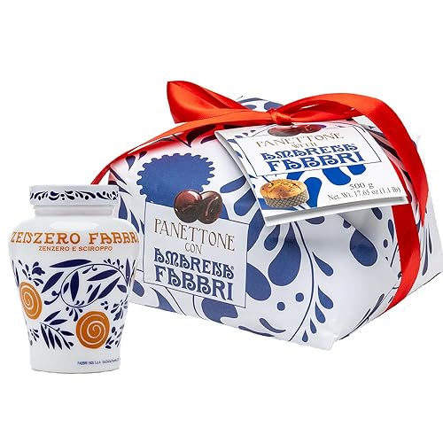 FABBRI BUNDLE Fabbri Jengibre en almíbar de 21 oz y Panettone 1.1 lb con Cerezas Amarena Fabbri en el interior